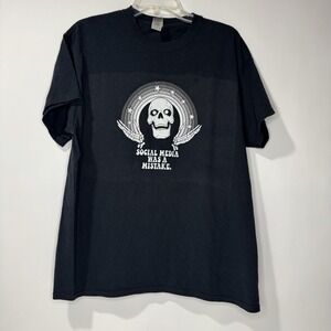 Men's T-Shirt Size Large Black, Funny Vintage Inspired Graphic Print, Skull